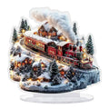 Unique Christmas Village Houses Sets Rotating Train Display Figurines-LED Light Up Musical,Battery Operated Holiday Decoration
