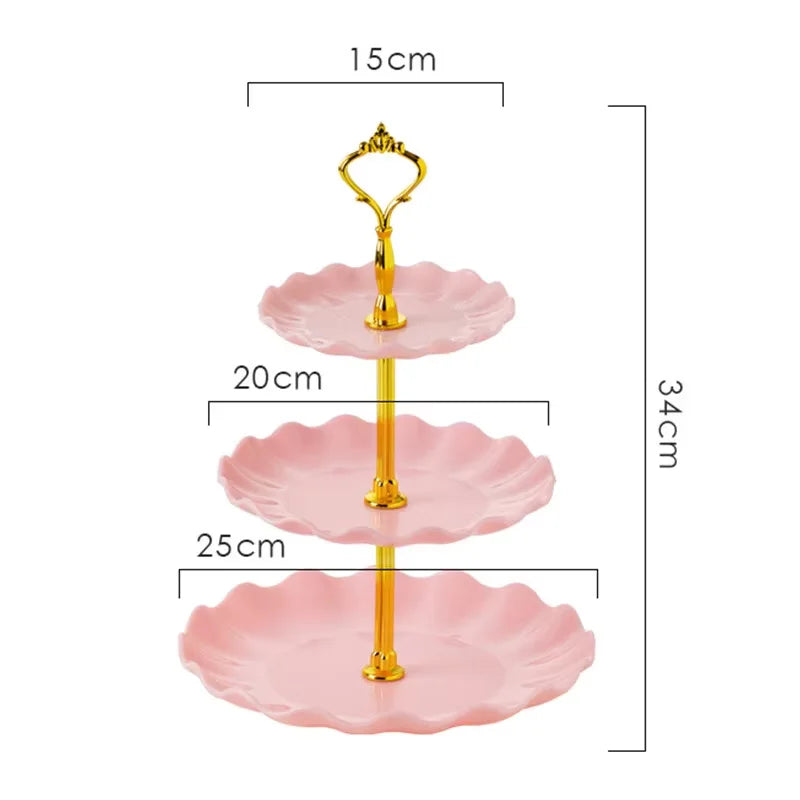 3-Layer Cake Rack Fruit Rack Luxury Nordic Style Dessert Snack Candy Buffet Stand Wedding Dim Sum Plate Wedding Candy Display