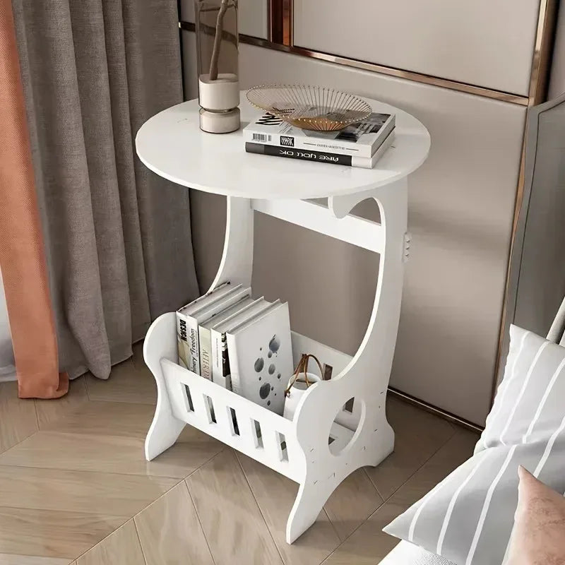 Mini Storage Rack Bedside Table, Bedroom Furniture, Modern Minimalist Mini Round Side Table, Lightweight Storage Cabinet