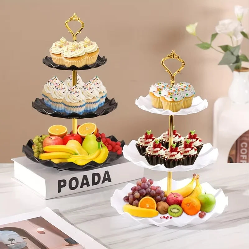 3-Layer Cake Rack Fruit Rack Luxury Nordic Style Dessert Snack Candy Buffet Stand Wedding Dim Sum Plate Wedding Candy Display
