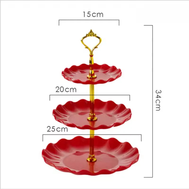 3-Layer Cake Rack Fruit Rack Luxury Nordic Style Dessert Snack Candy Buffet Stand Wedding Dim Sum Plate Wedding Candy Display