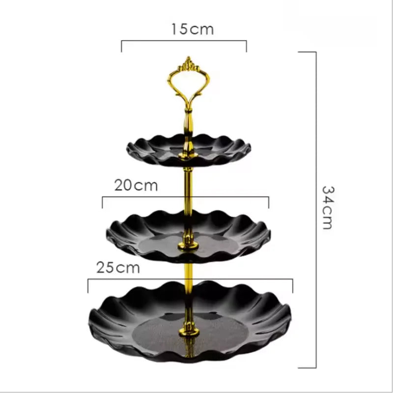 3-Layer Cake Rack Fruit Rack Luxury Nordic Style Dessert Snack Candy Buffet Stand Wedding Dim Sum Plate Wedding Candy Display