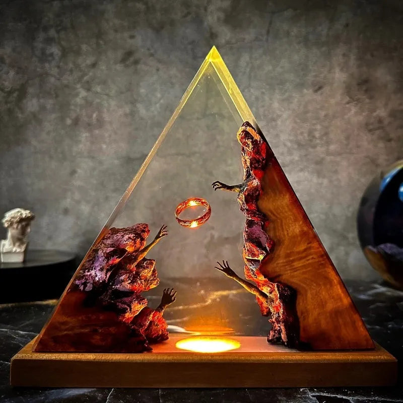 Resin Wooden Night Light Bedroom Ornament Luxury Creative Art Ornaments Aesthetic Modern Halloween Ornament Home Decorations
