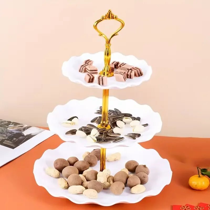 3-Layer Cake Rack Fruit Rack Luxury Nordic Style Dessert Snack Candy Buffet Stand Wedding Dim Sum Plate Wedding Candy Display