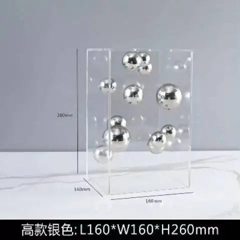 European-style Square Acrylic Cover Ball Ornaments Living Room Porch TV Cabinet Model Room Home High-end Decorations Modern