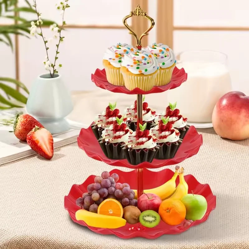 3-Layer Cake Rack Fruit Rack Luxury Nordic Style Dessert Snack Candy Buffet Stand Wedding Dim Sum Plate Wedding Candy Display