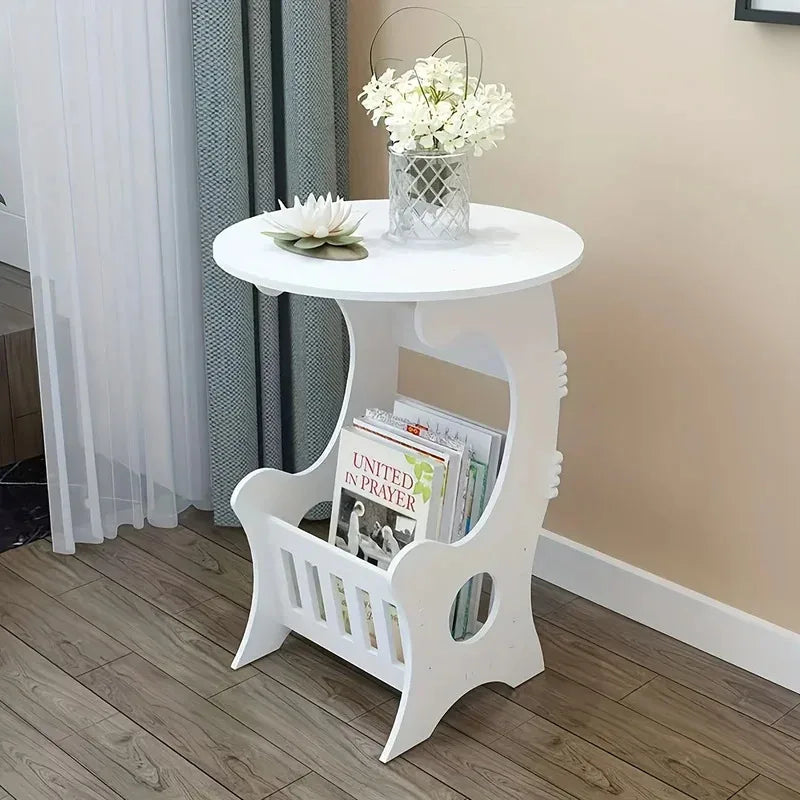 Mini Storage Rack Bedside Table, Bedroom Furniture, Modern Minimalist Mini Round Side Table, Lightweight Storage Cabinet
