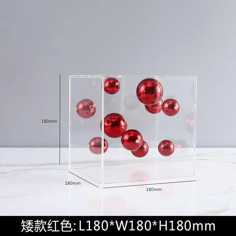 European-style Square Acrylic Cover Ball Ornaments Living Room Porch TV Cabinet Model Room Home High-end Decorations Modern