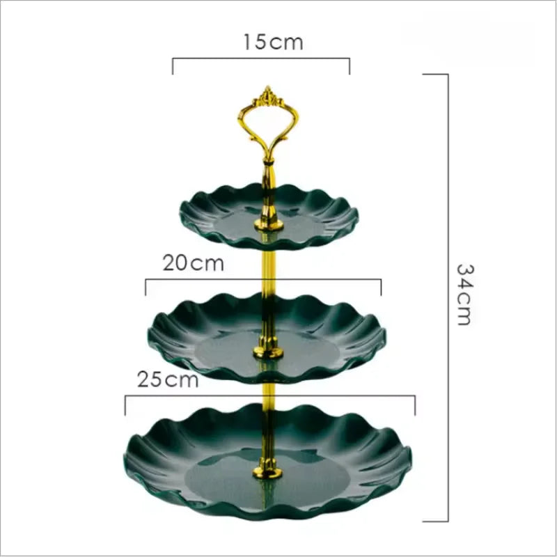 3-Layer Cake Rack Fruit Rack Luxury Nordic Style Dessert Snack Candy Buffet Stand Wedding Dim Sum Plate Wedding Candy Display