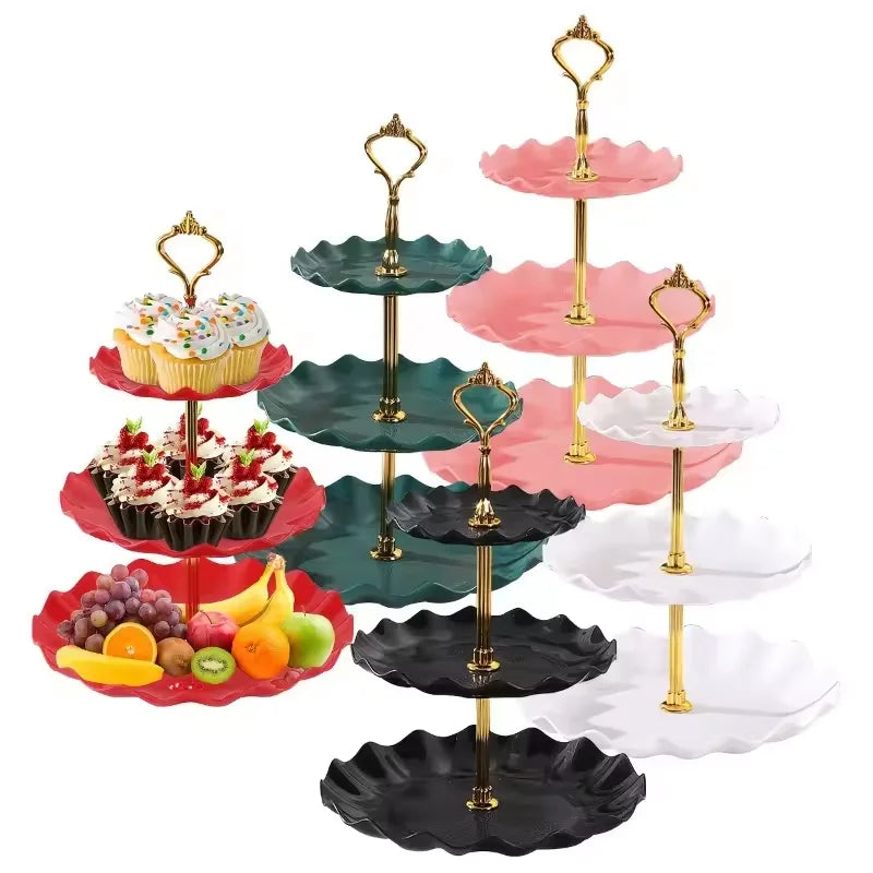 3-Layer Cake Rack Fruit Rack Luxury Nordic Style Dessert Snack Candy Buffet Stand Wedding Dim Sum Plate Wedding Candy Display