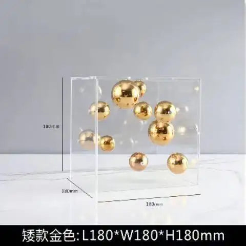 European-style Square Acrylic Cover Ball Ornaments Living Room Porch TV Cabinet Model Room Home High-end Decorations Modern