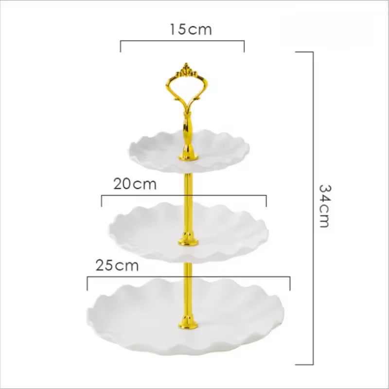 3-Layer Cake Rack Fruit Rack Luxury Nordic Style Dessert Snack Candy Buffet Stand Wedding Dim Sum Plate Wedding Candy Display