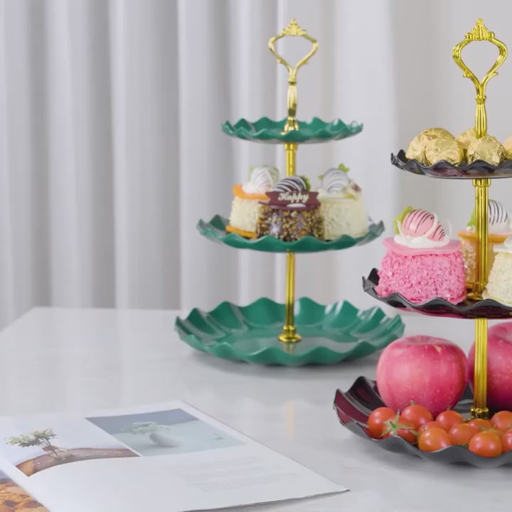 3-Layer Cake Rack Fruit Rack Luxury Nordic Style Dessert Snack Candy Buffet Stand Wedding Dim Sum Plate Wedding Candy Display