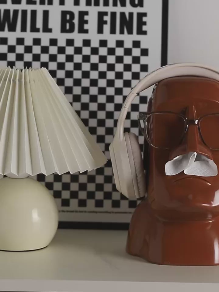 Creative Moai Stone Statue Tissue Box Glasses Holder Head Mounted Earphone Stand Home Multifunctional Decorative Ornament Gift